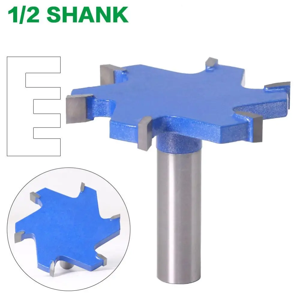 

6 Edge Slotting Cutter High Quality 1/2" 12mm Shank T Type Tenon Cutter Woodworking Tool Milling Cutter