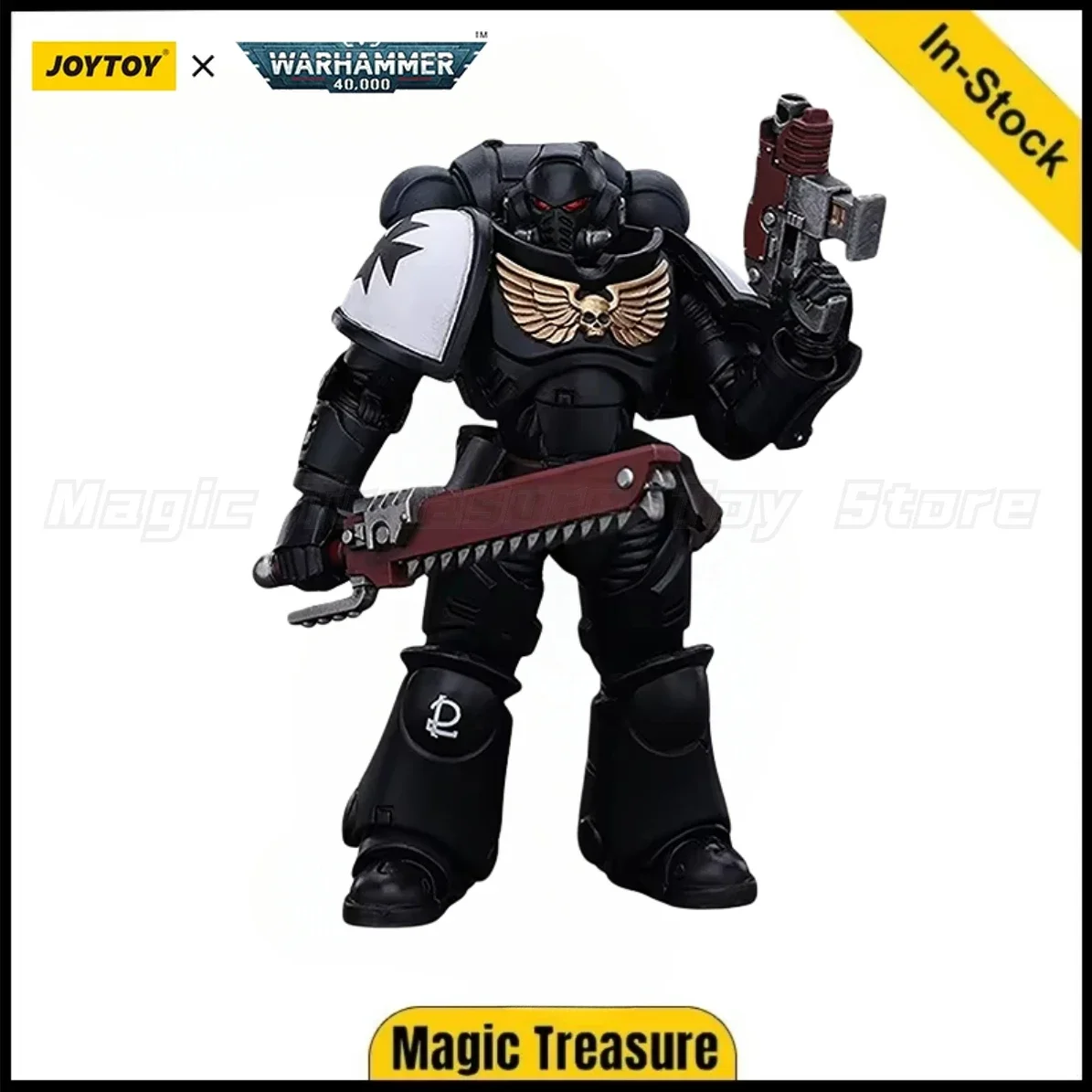 Фото 【Доставка в течение 24 часов】Фигурка JOYTOY Warhammer 40K Space Marines Black Templars Outriders Brother Valtus 1/18 №1