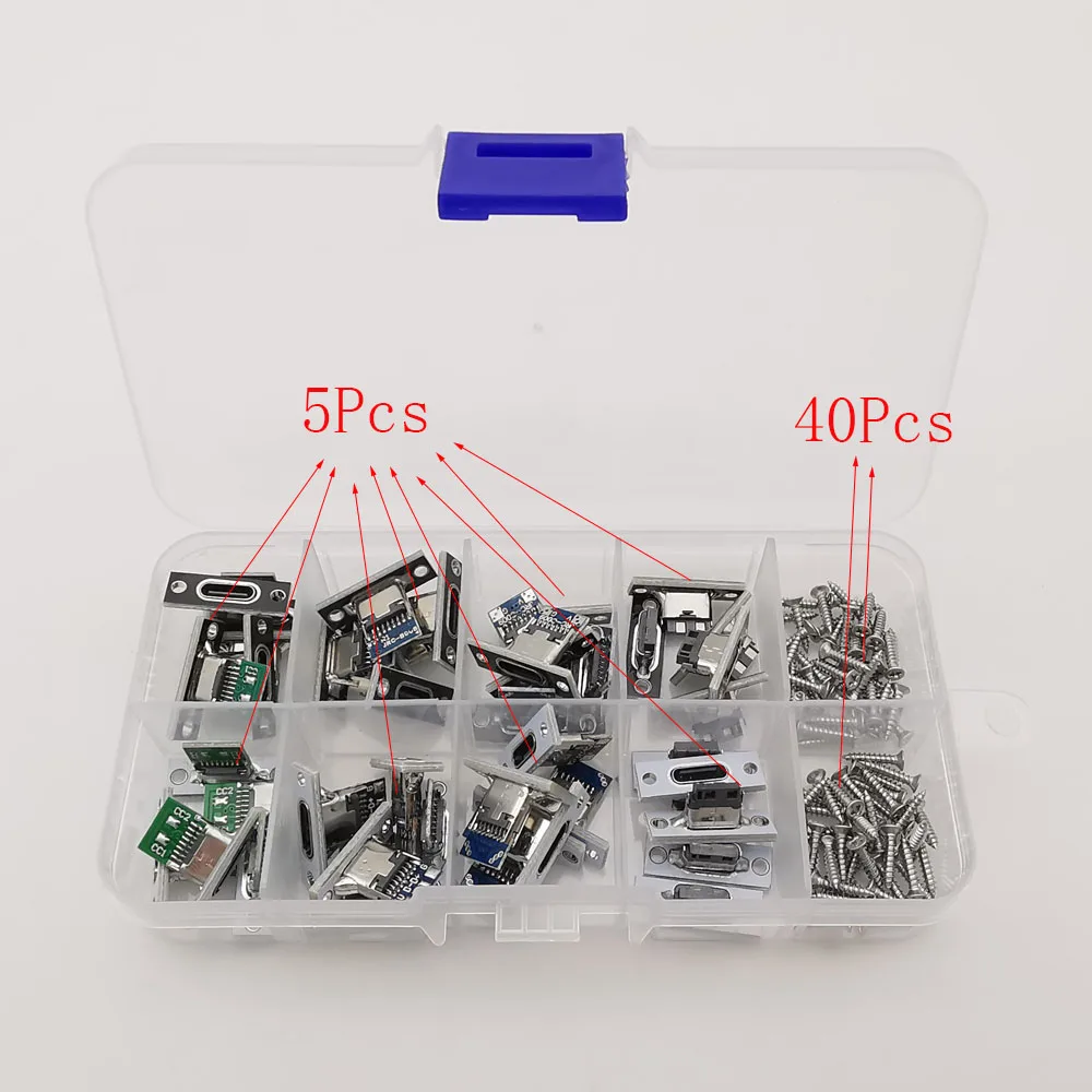 

1 коробка USB 3.1 Type C Разъем 2-контактный/4-контактный/6-контактный гнездовой разъем с крепежной пластиной USB-разъем Type-C Порт для зарядки