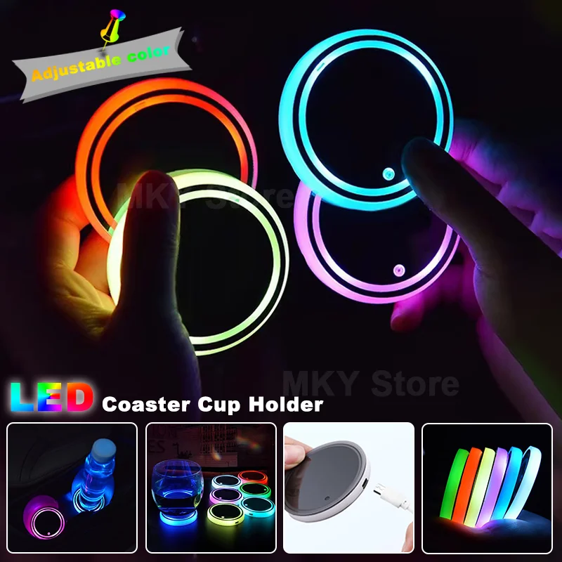 

LED Coaster 7 Color Cup Holder Mug Stand Light Bar Mat Table Placemat Party Drink Glass Creative Pad Round Home Decor Kitchen