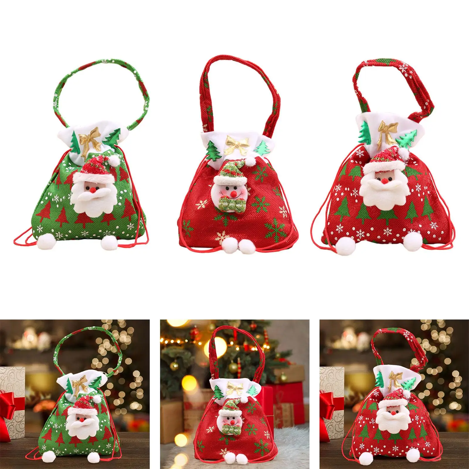 Рождественские вязаные подарочные сумки для кукол конфет на Рождество 2023