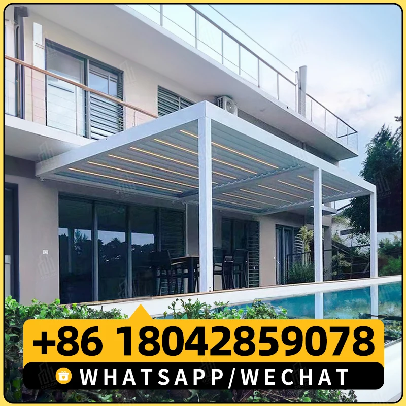 Современная уличная алюминиевая Жалюзийная беседка для сада железная Пергола