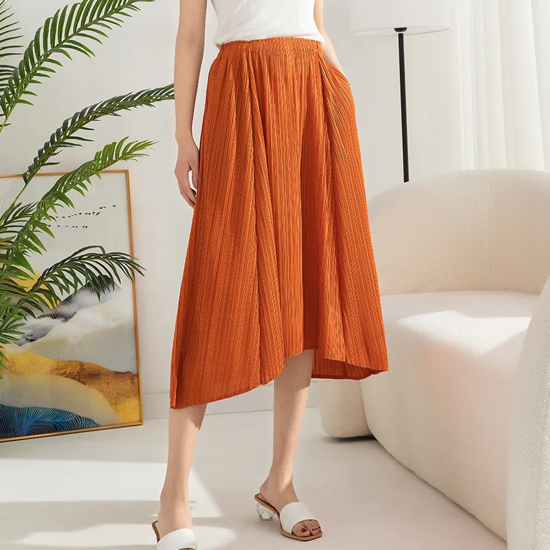 

Женская плиссированная юбка миаке, яркая Асимметричная юбка с высокой талией и поясом на резинке, весна-лето 2023