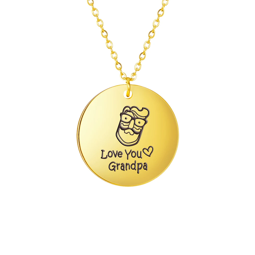 

Xincong Stainless Steel Jewelry 3 Colors 25x25mm I Love Grandpa Pendant Stainless Steel Necklace With 45+5cm Link Chain