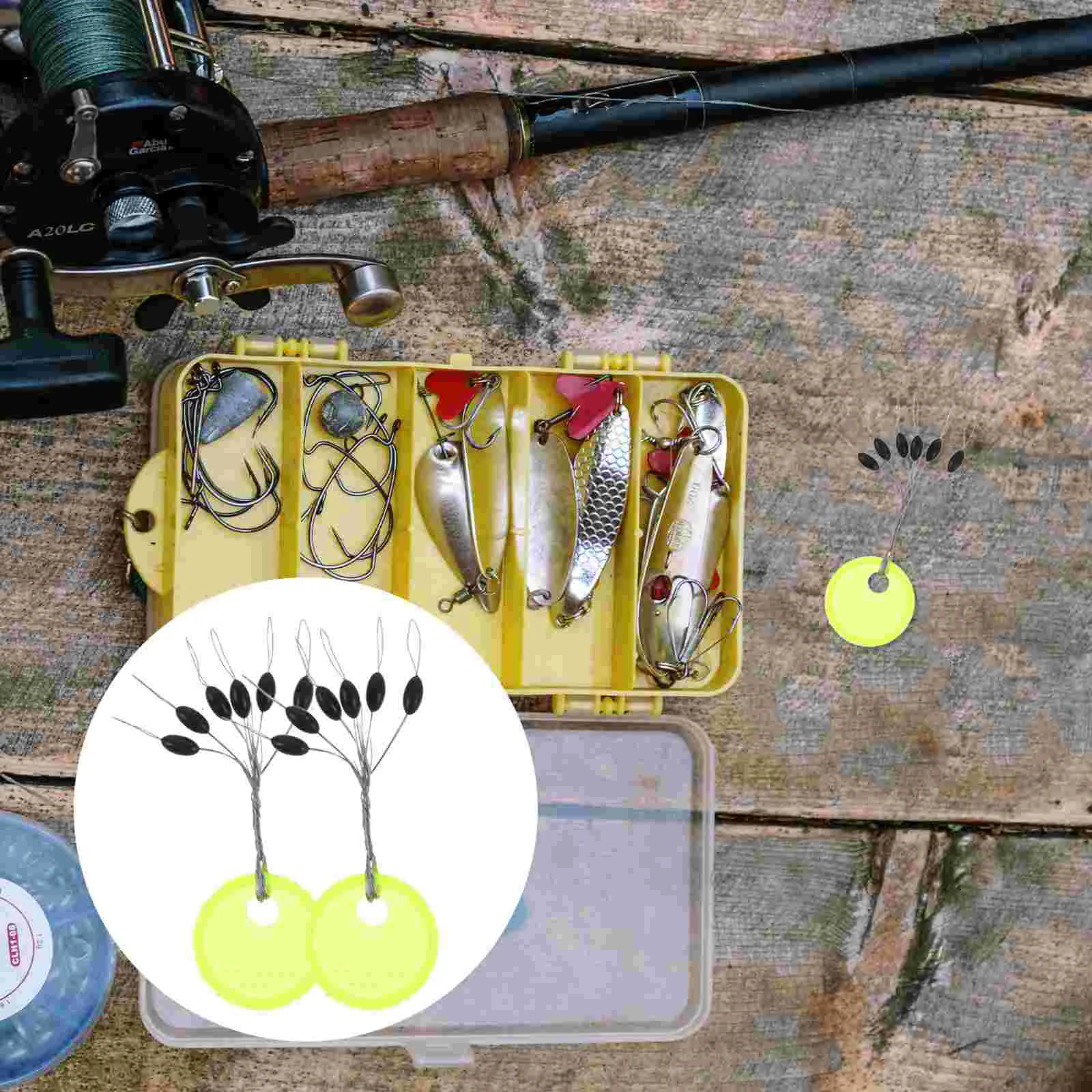 

100 Pcs Fishing Supplies Black Line Bobbers Stoppers Multipurpose Small Float Rubber Professional Cord Stops