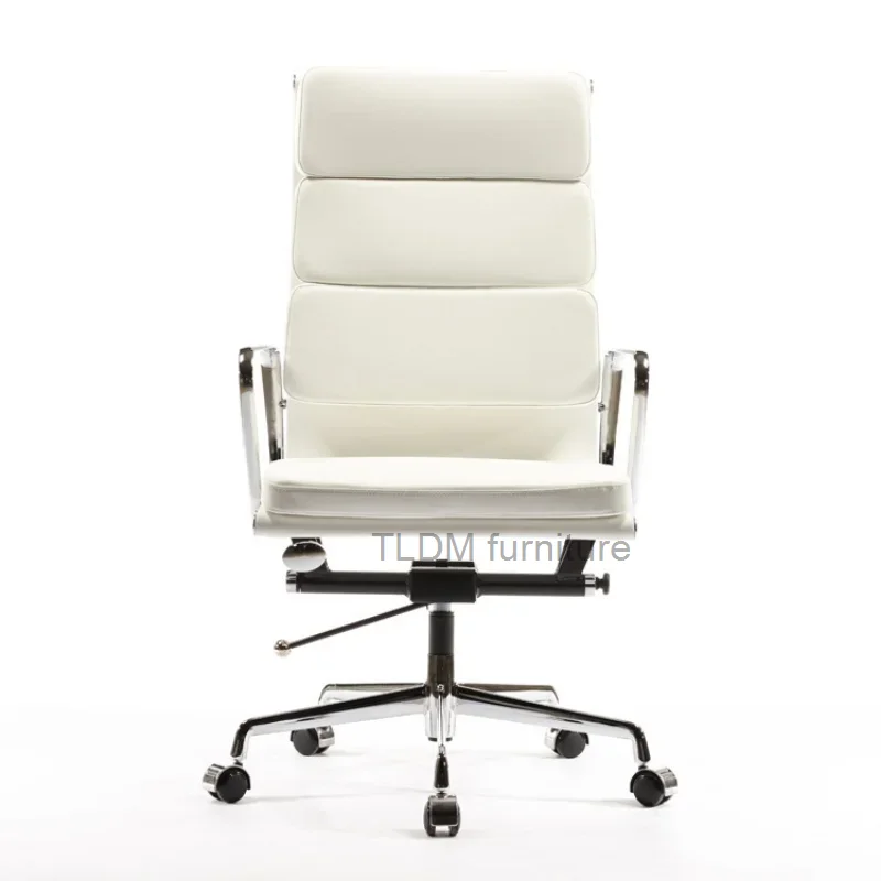 Мобильные кожаные офисные стулья с высокой низкой спинкой из натуральной кожи
