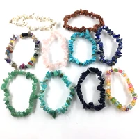 fashion natural stone gravel bracelet for women irregular crystal quartz crushed beads chain stretch bangle girl jewelry