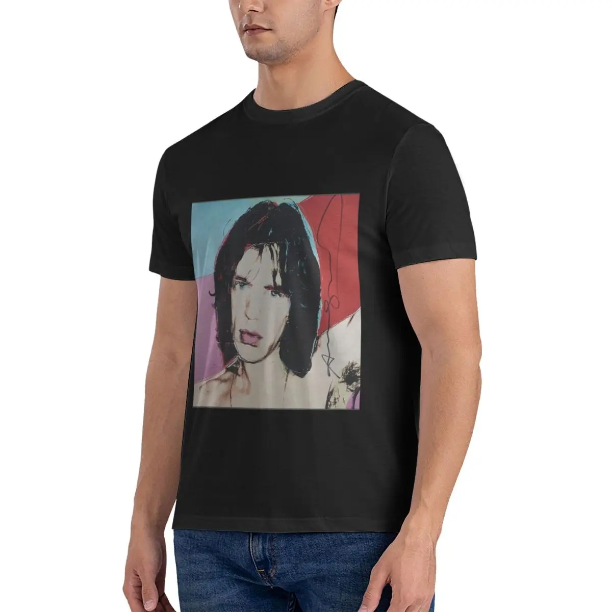 Мужская хлопковая футболка с коротким рукавом и круглым вырезом