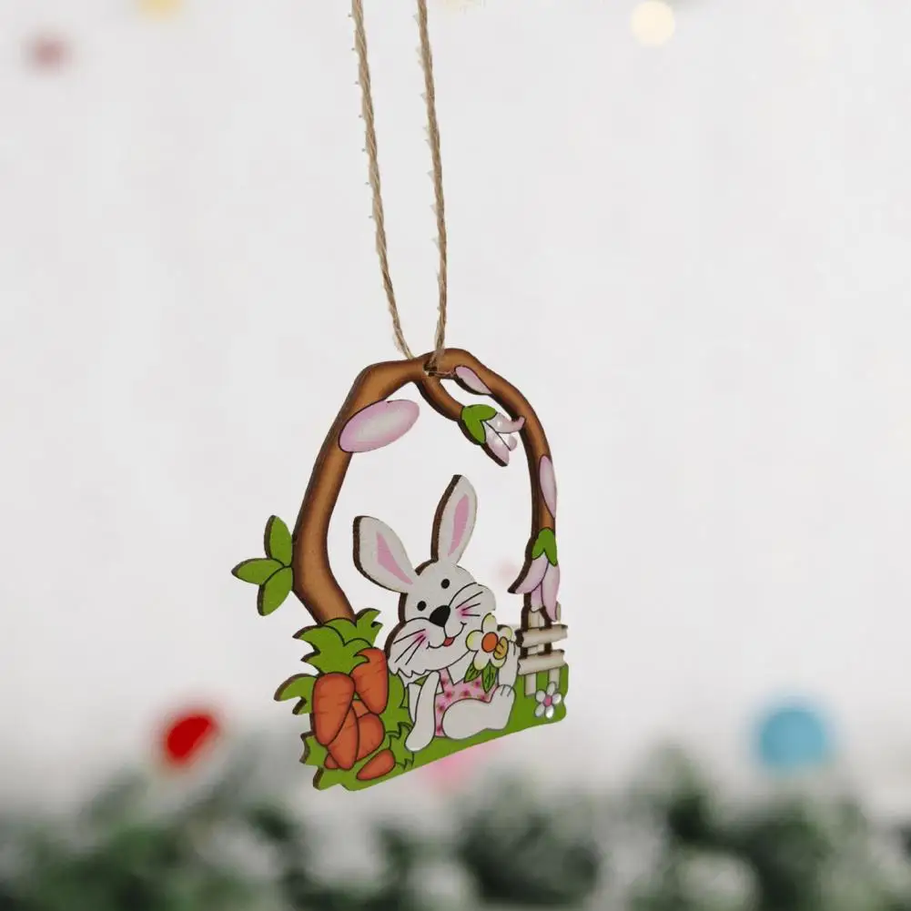 

2Pcs Fashion Hanging Pendants Boxwood Bunny Pendants Lightweight Easter Wooden Rabbit Pendants Decorative