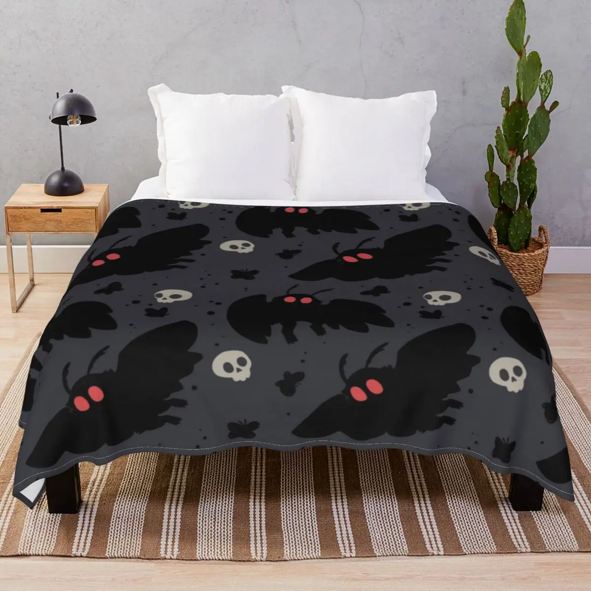 Mothman Night Grey Blanket Coral Fleece Textile Decor Multi-function Throw Blankets for Bed Sofa Travel Office