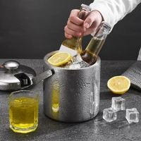 1 3l portable double wall stainless steel ice bucket with tong lid and strainer great for home bar chilling beer champagne