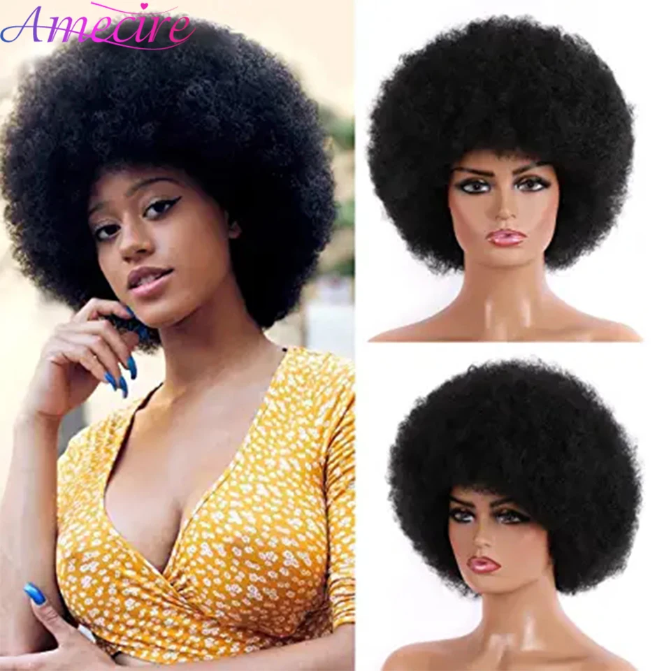 

Synthetic Short Afro Kinky Curly Hair Wigs for Black Women Large Bouncy and Soft Natural Looking Premium Colored Synthetc Wig