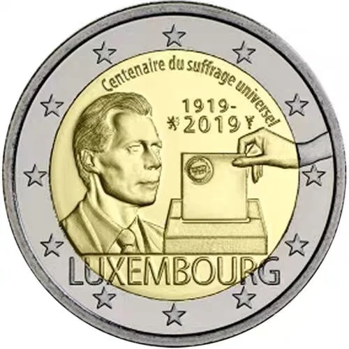 

2 Euro Bimetal Commemorative Coin UNC for One-Hundred-Year Anniversary of the National Election in 2019 in Luxembourg Original