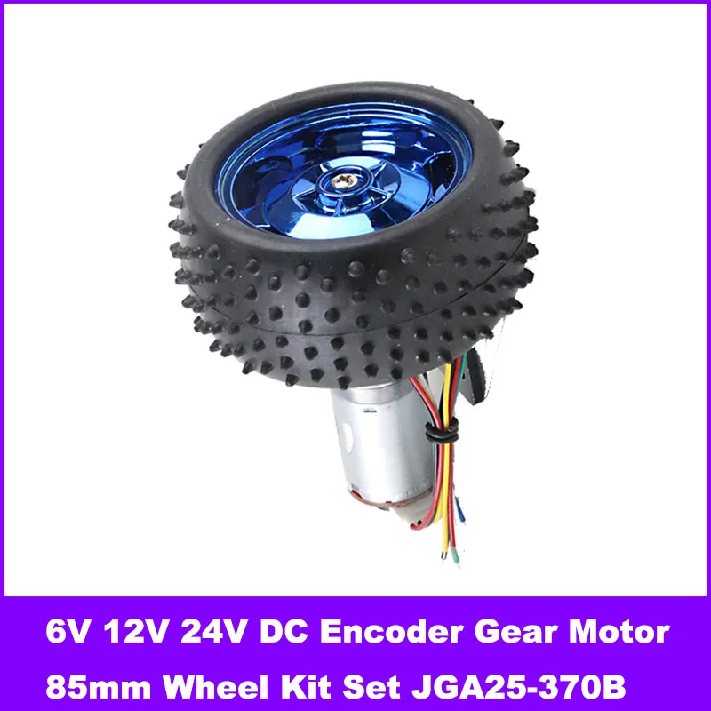 

6V 12V 24V 3W DC Encoder Gear Motor JGA25-370B Vehicle Gear Motors 85mm Wheel Kit Set Gearmotors for Robot Toy Car