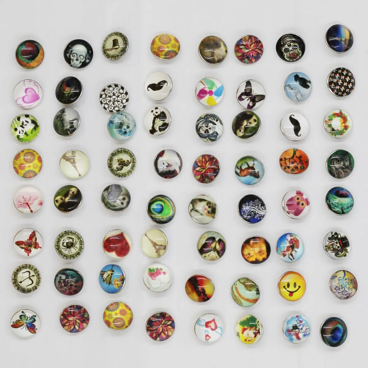 

Mixed Round Glass Snap Buttons 18mm Multicolor Pattern Accessories for Men Women DIY Snap Jewelry Bracelets Necklaces Making