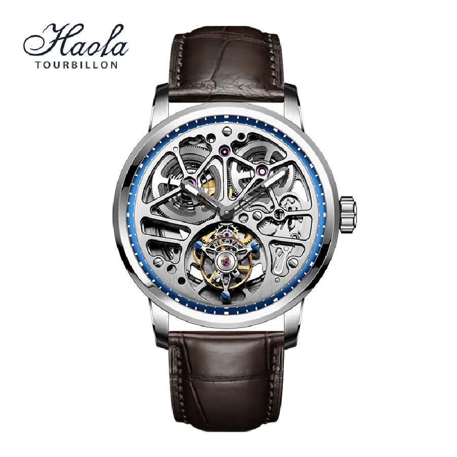 

Haofa Skeleton Automatic Tourbillon Movement Watches Mens 2021 Self-Wind Tourbillon Sapphire Mechanical Watch For Men Hollow