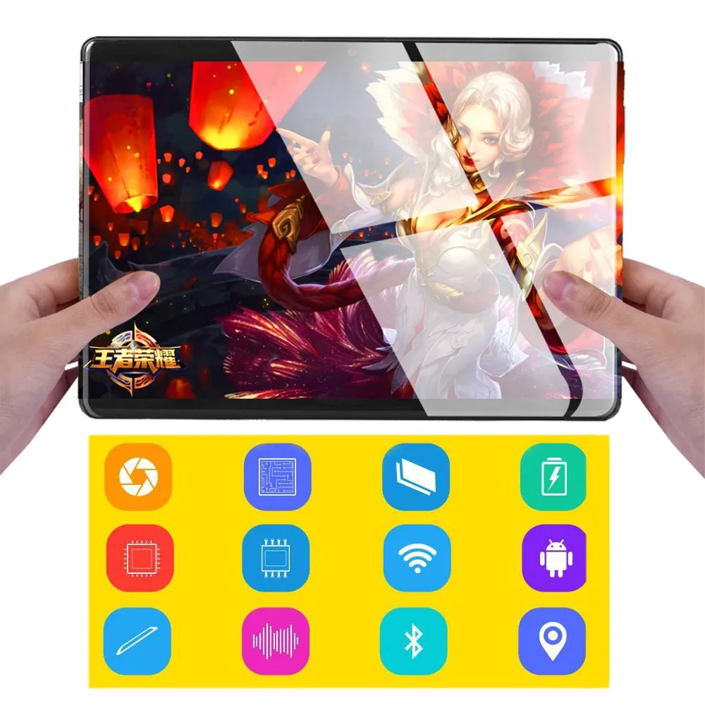 Android 9.0 Tablet 10.1 Inch 2.5D Glass 4G Phone Call Wifi GPS Bluetooth 4GB+64GB Octa Core Touch Screen Kids Gift Tablet