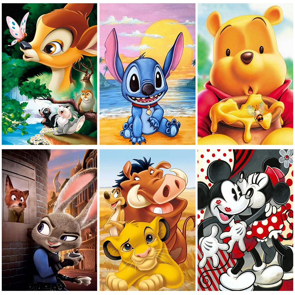 

Disney 5D Diamond Painting Cartoon Bambi Zootopia Full Round Mosaic Animals Embroidery Rhinestone Pictures Home Decoration