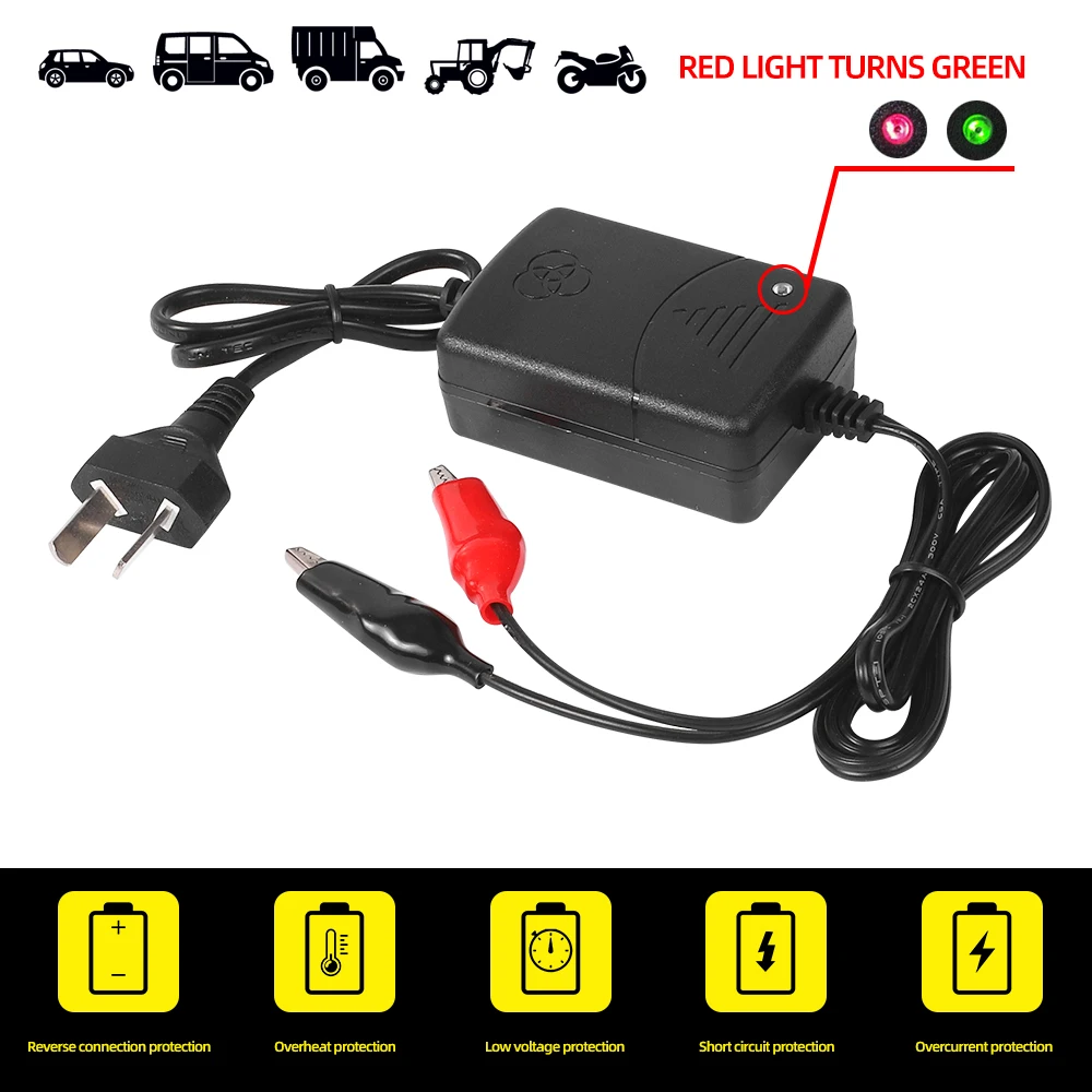 12V 1300mA Smart Car Battery Charger Rechargeable Sealed Lead Battery Charger Universal For Car Truck Motorcycle