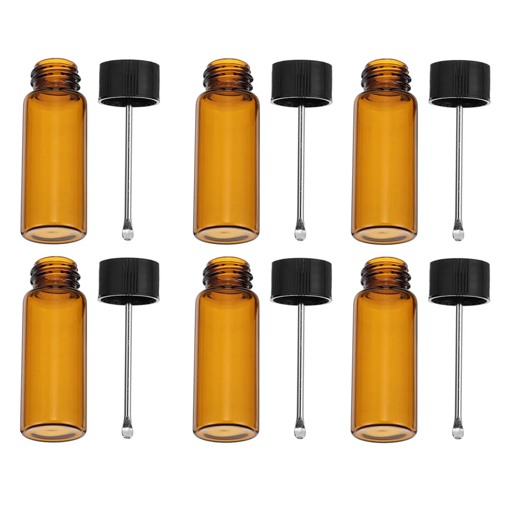 

6 Mini Durable Spoon Glass Portable Bottles Vials Bottles for Storage Laboratory