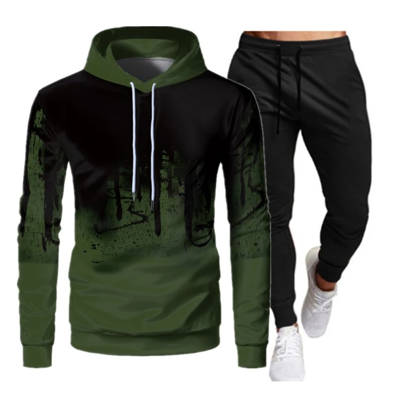 2023 Men Fashion Hoodies Sets Two Pieces Sweatshirts + Sweatpants Sports Clothing Male Loose Breathable Female Sportwear