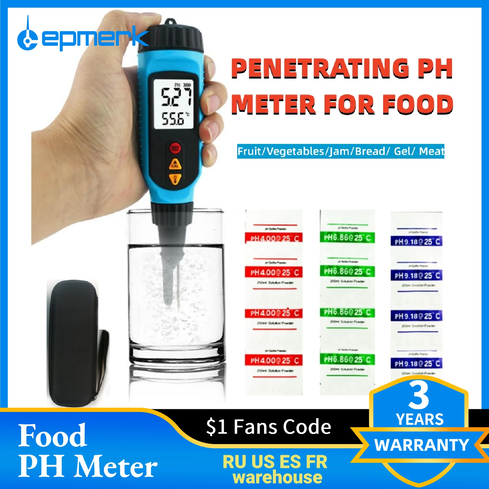 

Лепмерк PH818M PH Meter Переработка пищевых продуктов 0,01 Цифровая ЖК -подсветка ПЛ измерение зонда точности для фруктового мяса