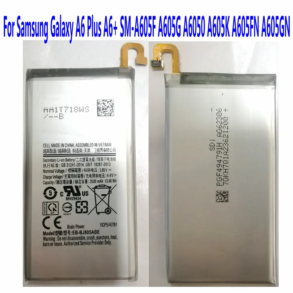 Оригинальный EB-BJ805ABE аккумулятор 3500 мАч для Samsung Galaxy A6Plus A6 + SM-A605F A605G A6050 A605K A605FN A605GN мобильный телефон
