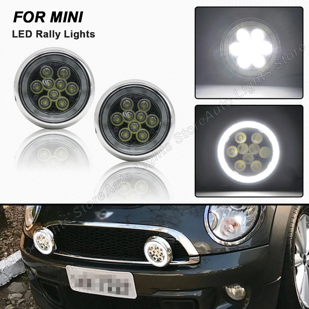 For Mini Cooper F55 F56 F57 2014 2015 2016 2PCS LED Halo Ring Fog DRL Rally Driving Lights Daytime Running Daylight Rally Lamps
