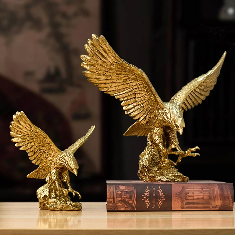 

Resin Golden Eagle Statue Art Animal Model Collection Ornament Home Office Desktop Feng Shui Decoration Figurines