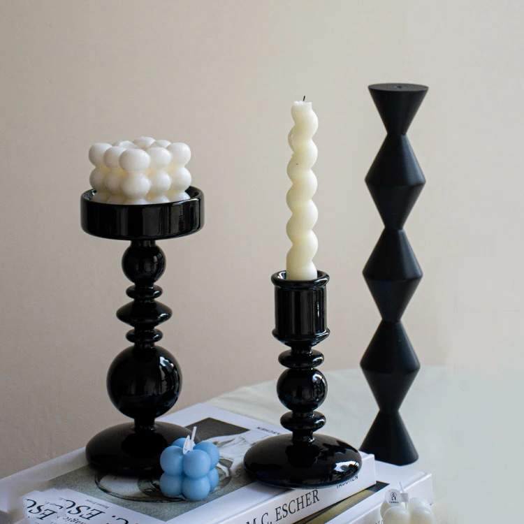 

Glass Candle Holder Decor For Home Decoration Glass Pillar Candle Holder Glass Tealight Candle Holder Candle Stick Holder Black