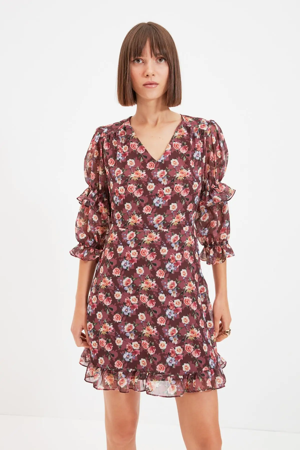 

Trendyol Patterned Ruffle Detail Dress TWOAW22EL0261