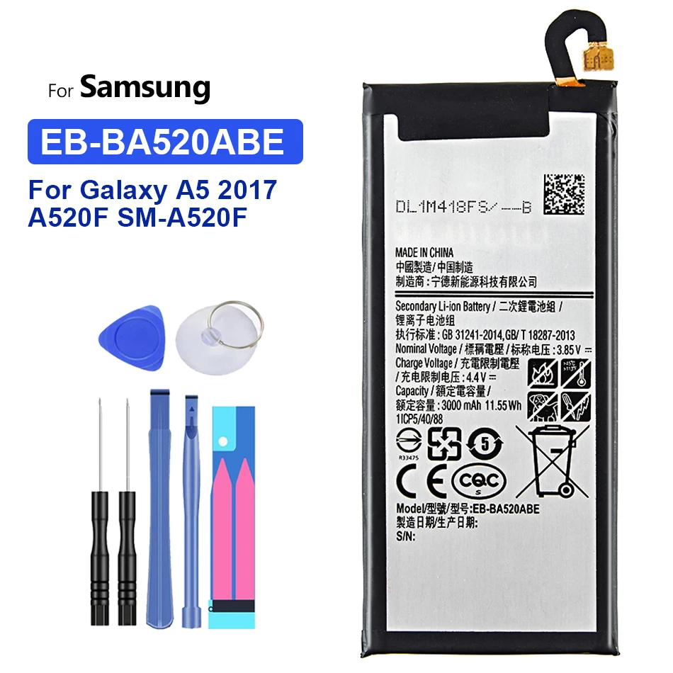 

EB-BA520ABE Replacement Battery For Samsung GALAXY A5 2017 A520 SM-A520F 2017 Edition A520F Bateria 3000mAh +Tracking Number