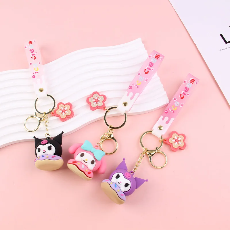 

Sanrio Kuromi My Melody Keychian Cute Cartoon Couple Bag Pendant Key Ornament Car Keyring Girl Birthday Gift Kids Toys