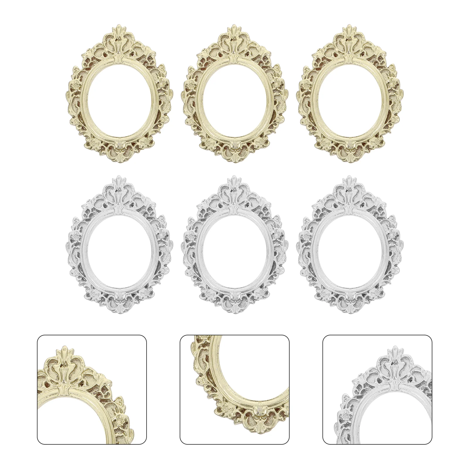 

6 Pcs Dried Flower Frames Vintage Phone Sticker Rustic Photo Desktop Accessories Resin Computers Decals