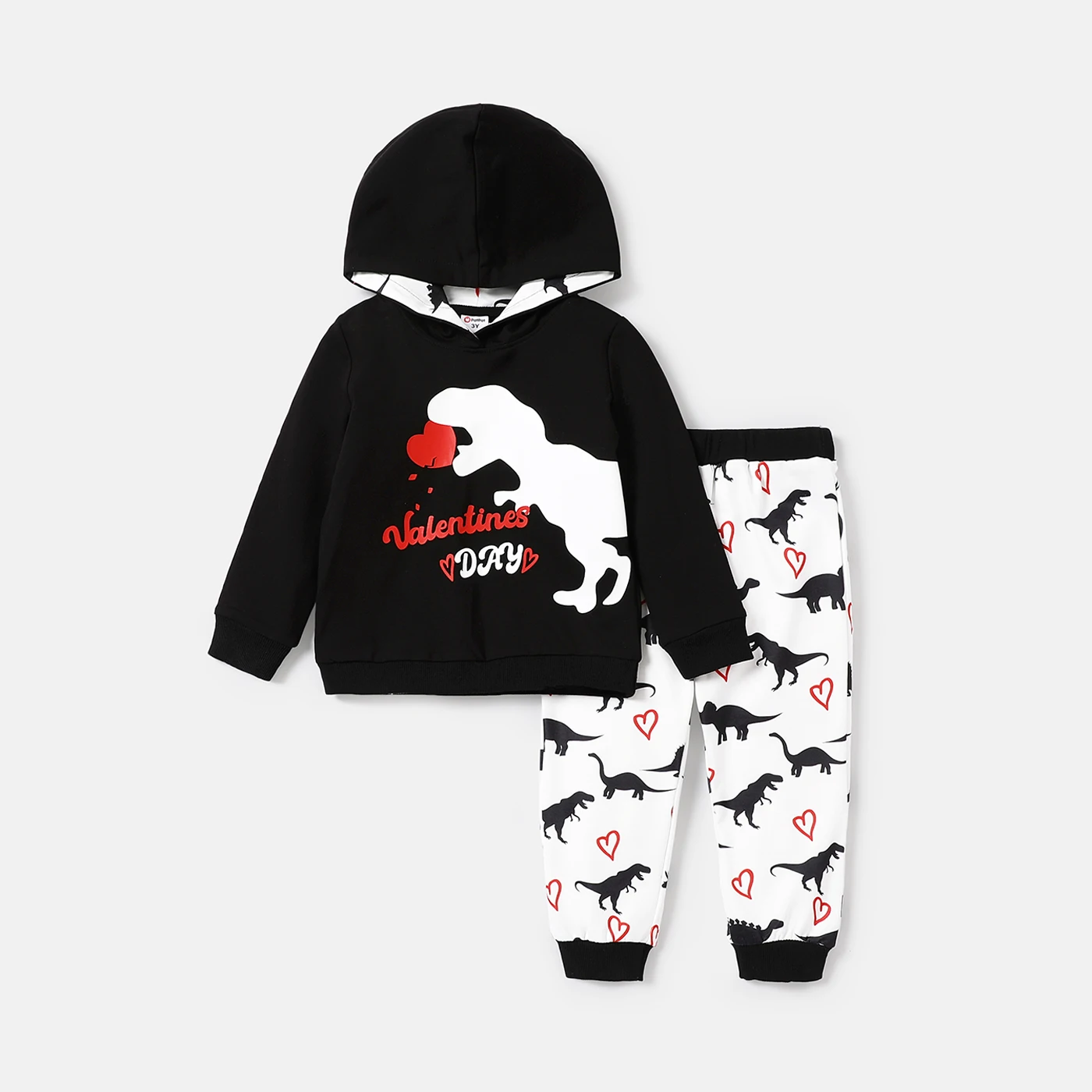 

PatPat 2pcs Toddler Boy Valentine's Day Dinosaur Print Hoodie Sweatshirt