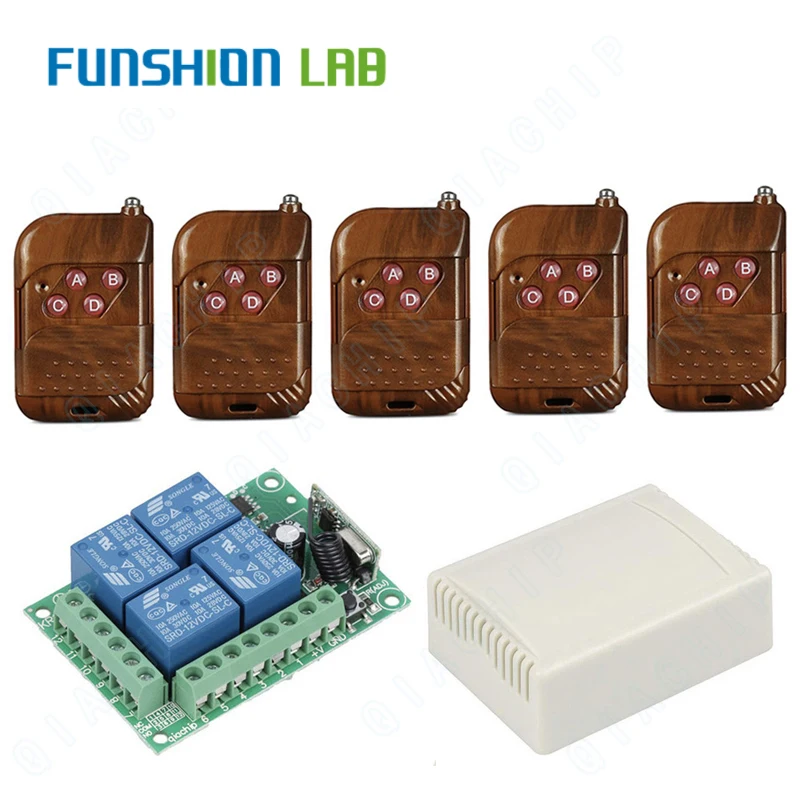 

FUNSHION 433 МГц RF передатчик пульта дистанционного Управление + Беспроводной 433 МГц DC 12V 4 CH Реле дистанционного Управление РФ беспроводной модуль приемника радиорелейной линии "сделай сам"