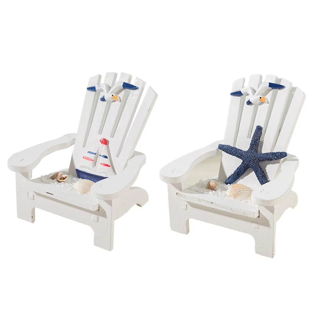 

2 Pcs Home Goods Decor For Ornaments Nautical Miniature Chair Small Goods Household Wood Pine Office Sea