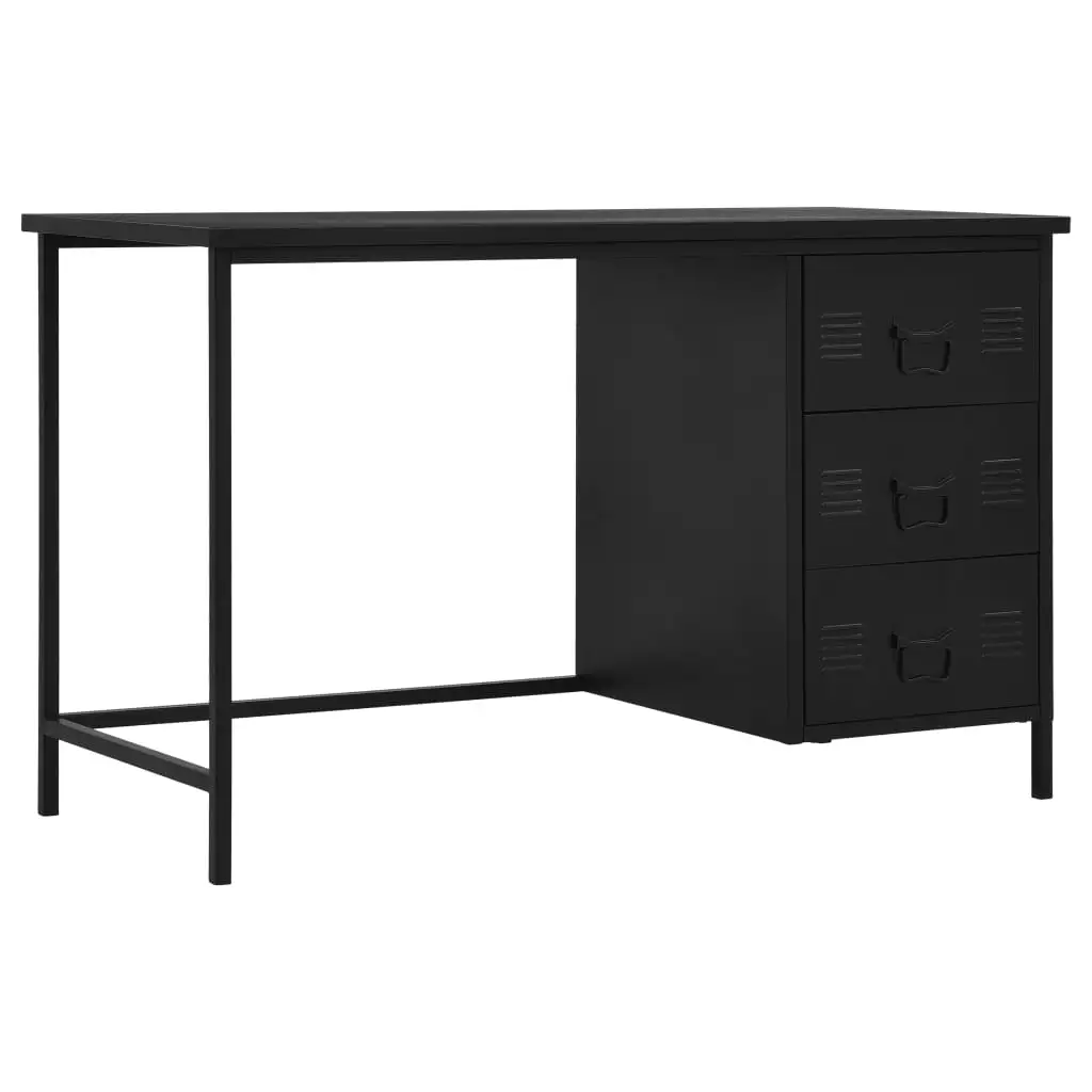 

Computer Desk with Drawers, Industrial Steel Writing Table, Office Furniture Black 120x55x75 cm
