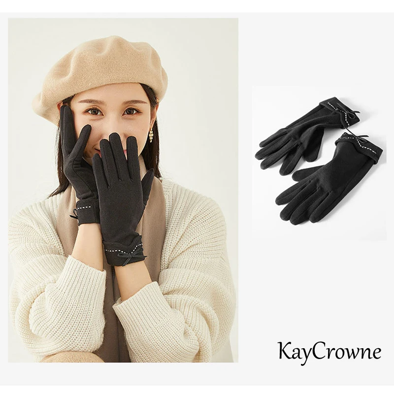 Модные элегантные женские ветрозащитные перчатки KayCrowne G199 с искусственными элементами для сенсорных экранов на осень и зиму