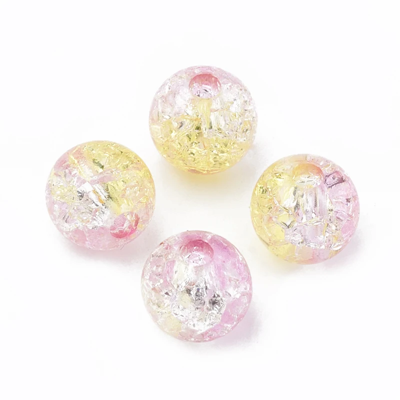 500g Acrylic Beads Transparent Crackle Style Two Tone Style Round Aquamarine 8mm Hole: 2mm, about 1840pcs/500g