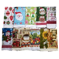 1pc 38x63cm christmas santa claus printing polyester kitchen dishcloth tea towel xmas party gift