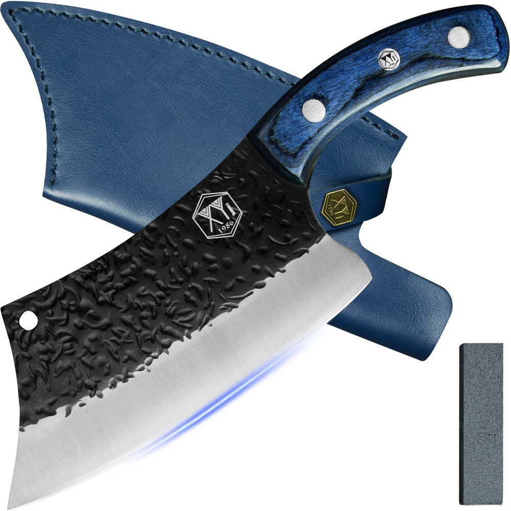 

XYj 7-дюймовый кухонный нож мясницкий нож из нержавеющей стали широкий молоток нож мясника с футляром Портативный нож для кемпинга на открытом воздухе инструмент подарок