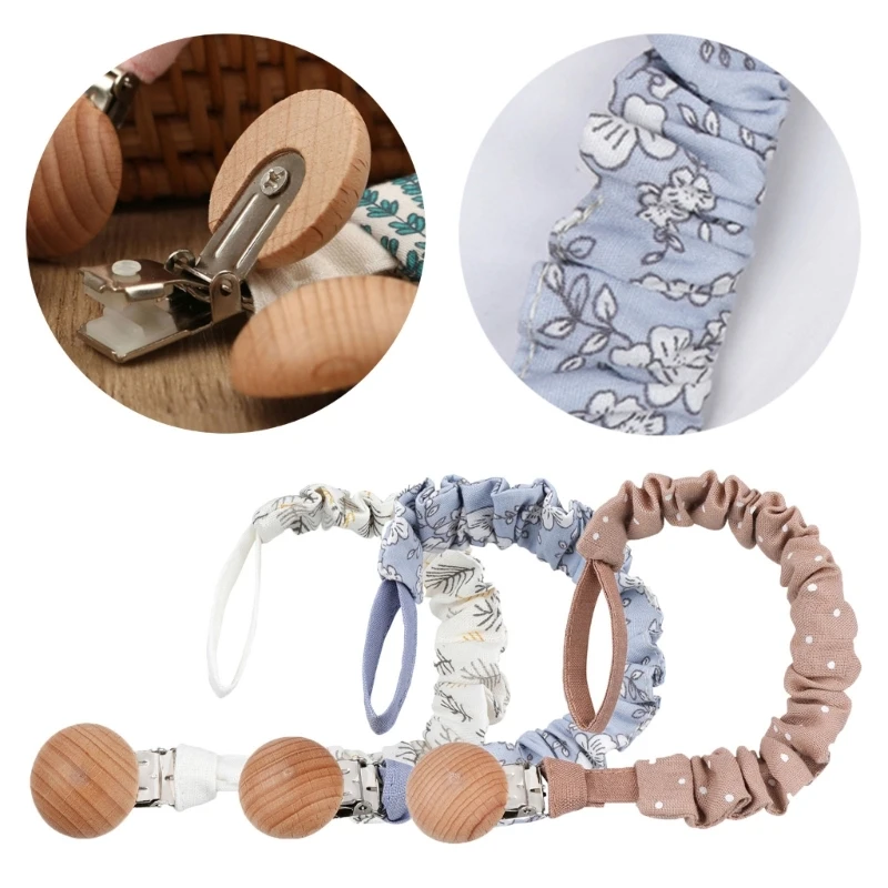 

Baby Pacifier Holder Dummy Chain Fabric Set Cotton Chew Dummy Chain Teething Soother Toy Pacifier Clips Birthday Gift A2UB