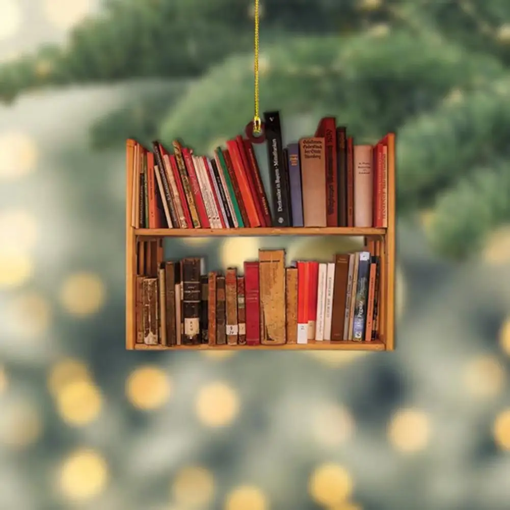 

Acrylic Christmas Ornament Colorful Stacked Book Hanging Ornament Vintage Acrylic Craft for Christmas Tree Decor Holiday Party
