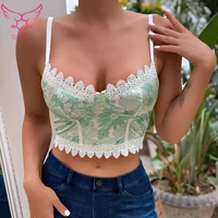 gioio hot selling lace print stitching suspender outerwear crop top exotic apparel micro bikini extreme wholesale dropshiping