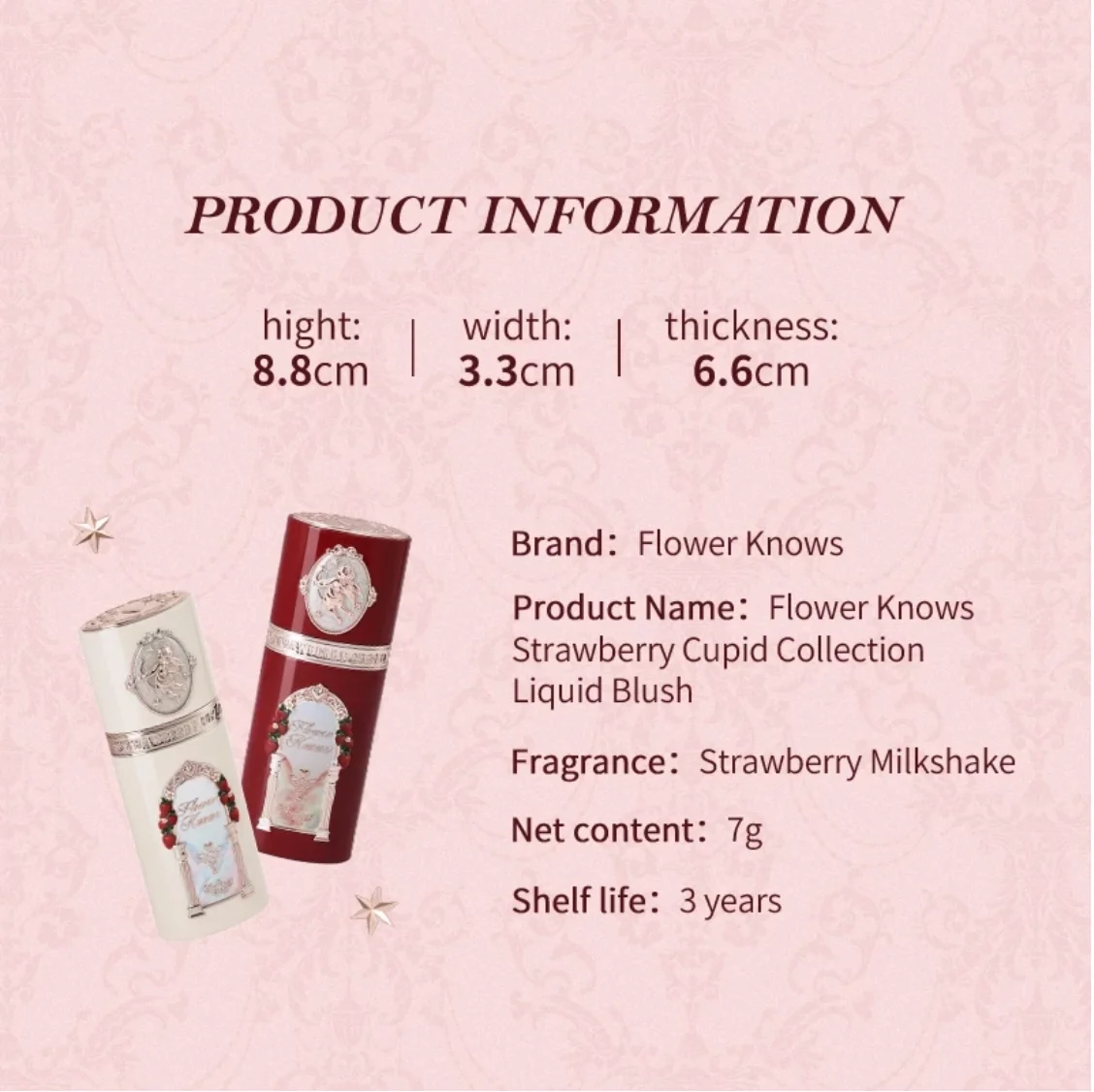 Flower Knows Strawberry Cupid Collection Жидкие румяна 7 г Французский сладкий романтический плавящийся в щеки 3D рельеф (art.: 3920ccbc017d8) - 3920ccbc017d8