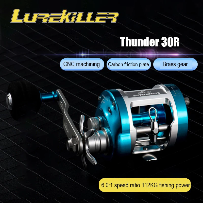 Right Hand Fishing Reels 6.0:1 Speed Ratio 6+1Bb Quick Release Cup Knob Sea Fishing Reels Metal Rocker Synchronized Wire System
