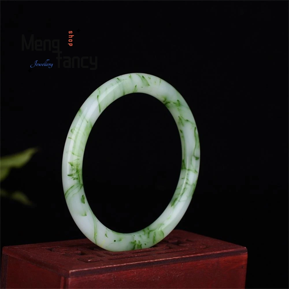 

Natural Hetian Jade Green Flowers Bracelet Charm Fashion Fine Jewelry Elegant Designer Women Couple Luxury Bangle Holiday Gift