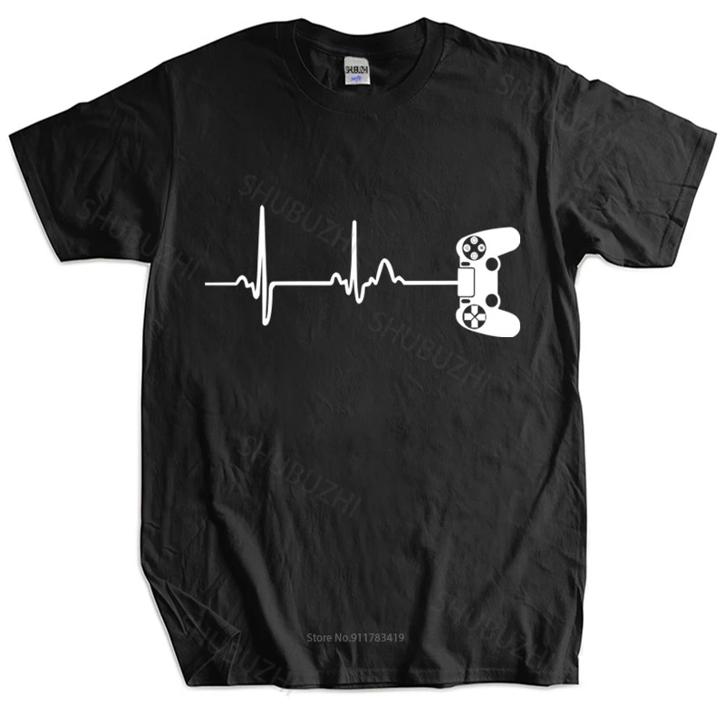 

Mens luxury cotton T shirt Gamer Heartbeat T-Shirt for Video Game Players Tee unisex tee-shirt women top tees