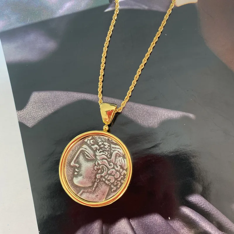 

Ретро греческая мифология имитация портрета атена богиня принц Пегас старинная монета ожерелье с эффектом потертости